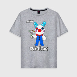 Женская футболка хлопок Oversize Свинка Пигги из Roblox