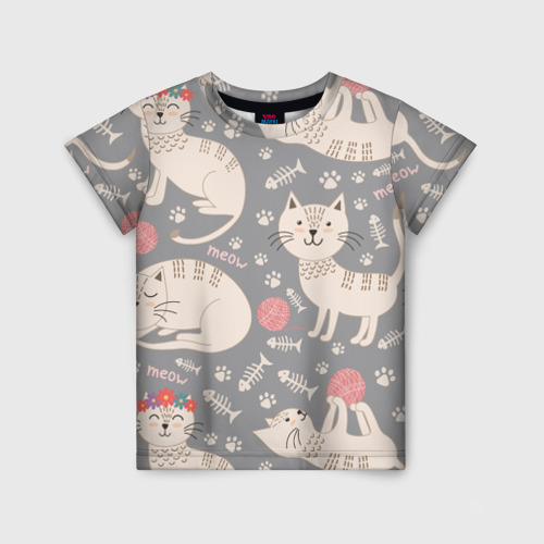 Детская футболка 3D с принтом Милые кошечки, вид спереди #2