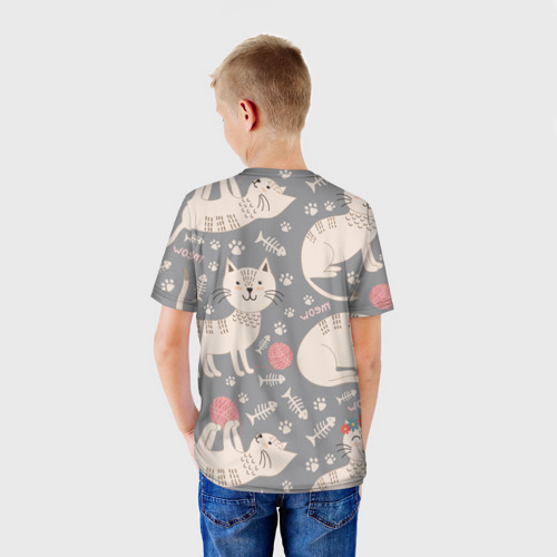Детская футболка 3D с принтом Милые кошечки, вид сзади #2