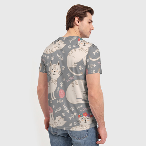 Мужская футболка 3D с принтом Милые кошечки, вид сзади #2