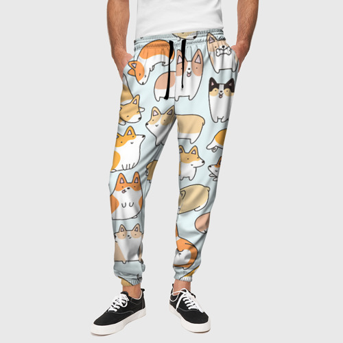 Мужские брюки 3D Стая корги, цвет 3D печать - фото 4