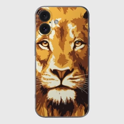 Чехол для iPhone 16 силиконовый с защитой камеры Взгляд льва