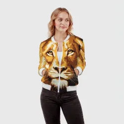 Женский бомбер 3D Взгляд льва - фото 2
