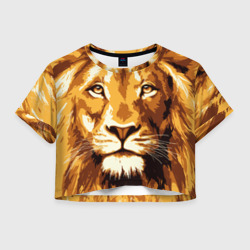 Женская футболка Crop-top 3D Взгляд льва