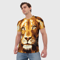 Мужская футболка 3D Взгляд льва - фото 2