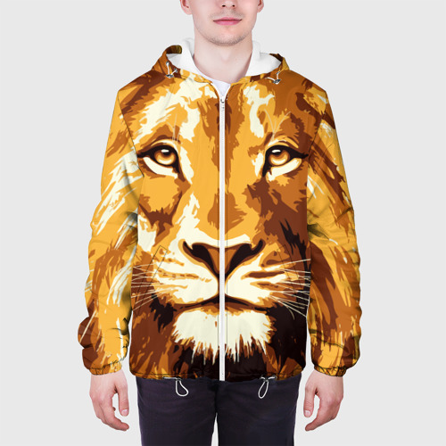 Мужская куртка 3D Взгляд льва, цвет 3D печать - фото 4