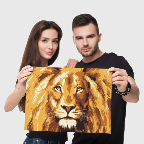 Холст прямоугольный Взгляд льва, цвет 3D печать - фото 5
