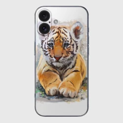 Чехол для iPhone 16 силиконовый с защитой камеры Tiger Art