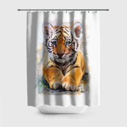 Штора 3D для ванной Tiger Art