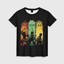 Женская футболка 3D Иноске, Танджиро и Зеницу