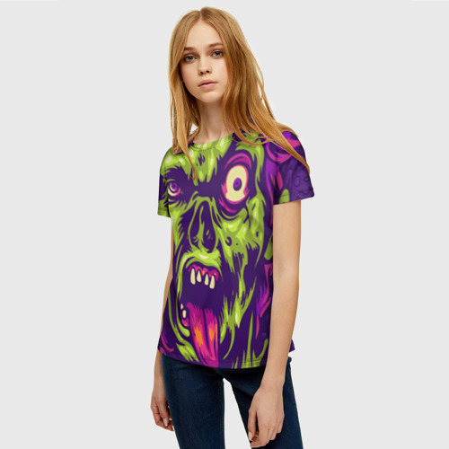 Женская футболка 3D Зомби стайл (zombie style), цвет 3D печать - фото 3
