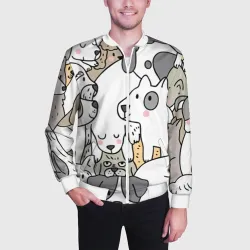 Мужской бомбер 3D Собачье собрание - фото 2