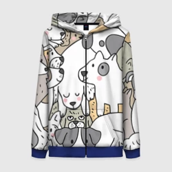 Женская толстовка 3D на молнии Собачье собрание