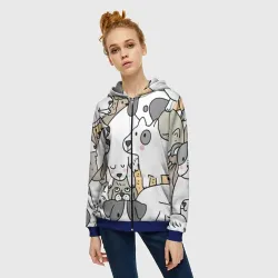 Женская толстовка 3D на молнии Собачье собрание - фото 2