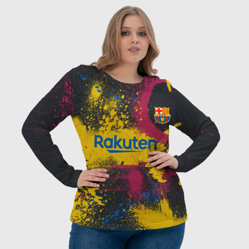 Женский лонгслив 3D FC Barcelona La Liga pre-match shirt 2021, цвет 3D печать - фото 6