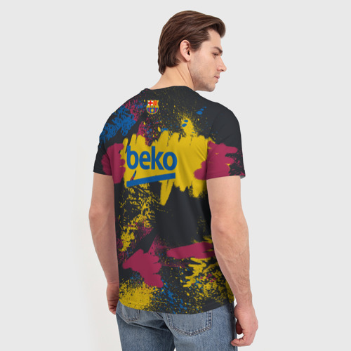 Мужская футболка 3D FC Barcelona La Liga pre-match shirt 2021, цвет 3D печать - фото 4