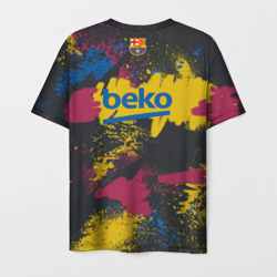 Футболка с принтом FC Barcelona La Liga pre-match shirt 2021 для мужчины, вид сзади №1. Цвет основы: белый