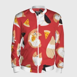 Мужской бомбер 3D Корги и пицца