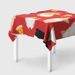Скатерть 3D Корги и пицца