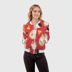 Женский бомбер 3D Корги и пицца - фото 2