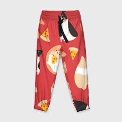 Детские брюки 3D Корги и пицца