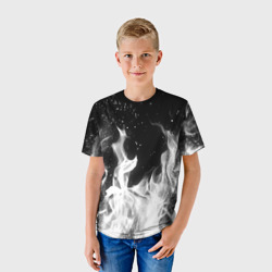 Детская футболка 3D Черно белый огонь - фото 2