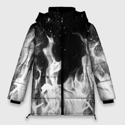 Женская зимняя куртка Oversize Черно белый огонь