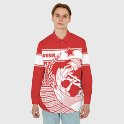 Мужская рубашка oversize 3D СССР на красном крупно герб и звезда  - фото 2