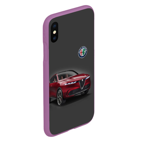 Чехол для iPhone XS Max матовый Alfa Romeo - Italy, цвет фиолетовый - фото 3
