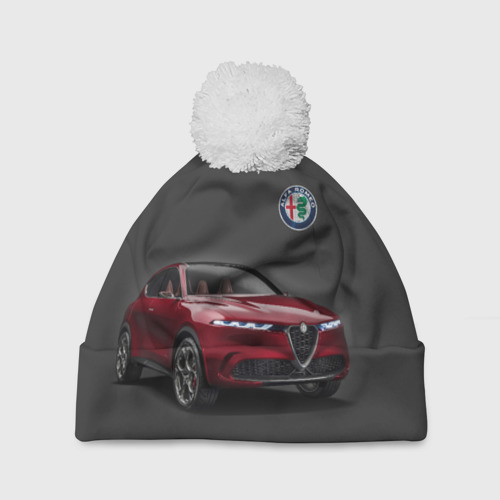 Шапка 3D c помпоном Alfa Romeo - Italy, цвет 3D печать