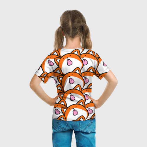 Детская футболка 3D с принтом ЛИСИЧКИ, вид сзади #2