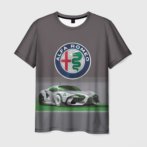 Мужская футболка с принтом Alfa Romeo motorsport, вид спереди №1