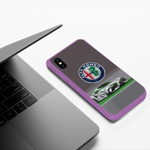 Чехол для iPhone XS Max матовый Alfa Romeo motorsport, цвет фиолетовый - фото 5