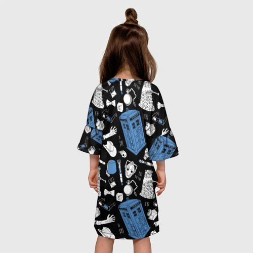 Детское платье 3D с принтом ТАРДИС, вид сзади #2