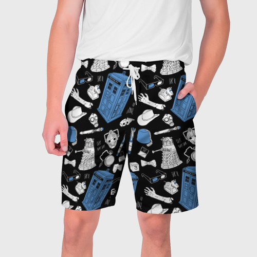 Мужские шорты 3D с принтом ТАРДИС, вид спереди #2