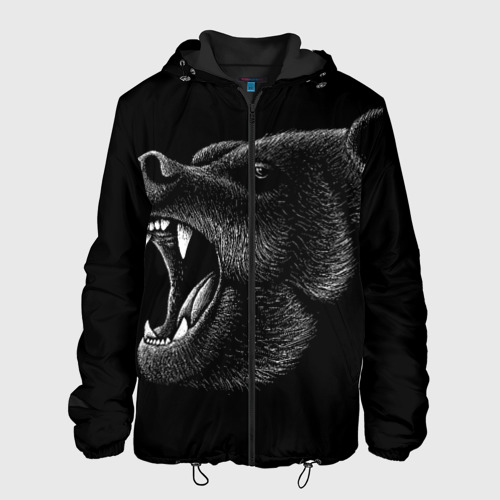 Мужская куртка 3D с принтом Черный медведь, вид спереди #2