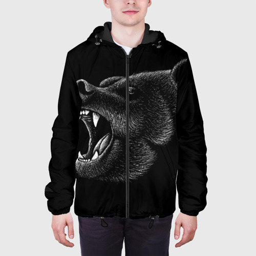Мужская куртка 3D с принтом Черный медведь, вид сбоку #3