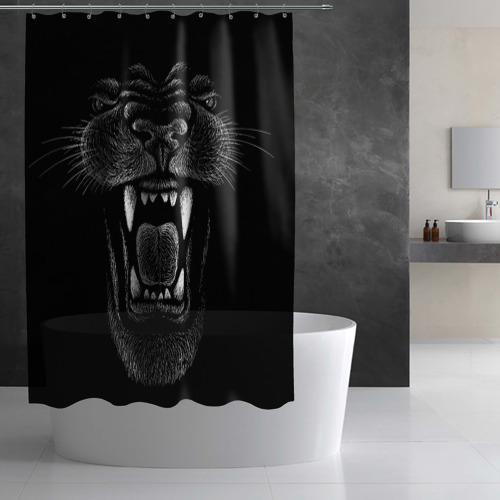 Штора 3D для ванной Рык черной пантеры - фото 2