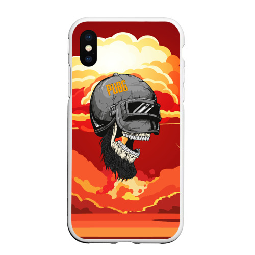 Чехол для iPhone XS Max матовый PUBG Skull, цвет белый