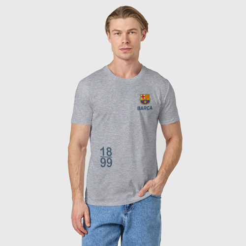Мужская футболка хлопок FC Barcelona | 18/99 (2021), цвет меланж - фото 3