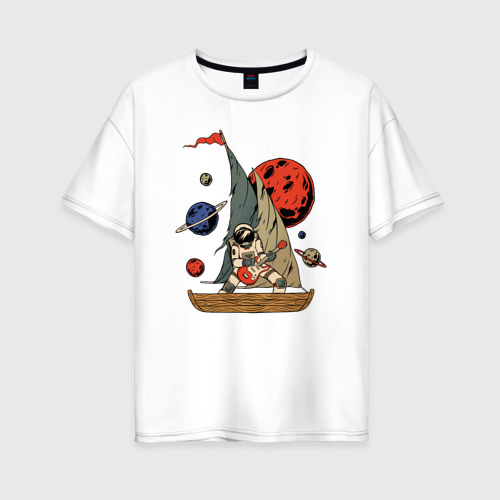 Женская футболка из хлопка оверсайз с принтом Астронавт Пират, вид спереди №1