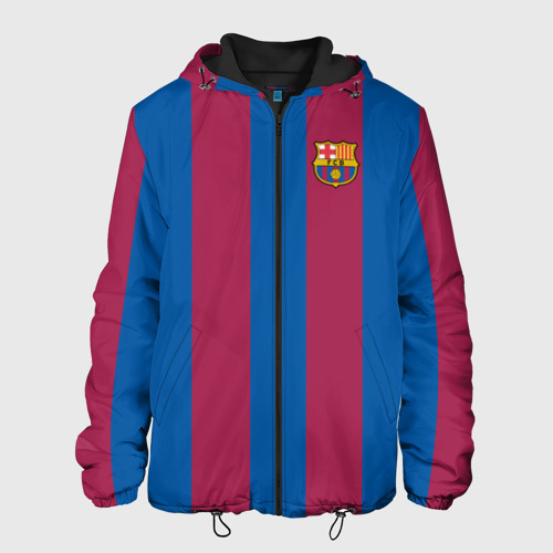 Мужская куртка 3D с принтом FC Barcelona 20/21, вид спереди #2