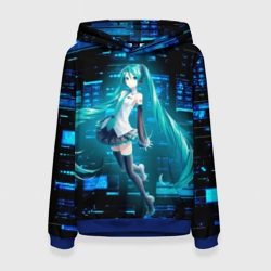 Женская толстовка 3D Miku в матрице