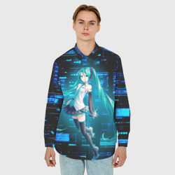 Мужская рубашка oversize 3D Miku в матрице - фото 2