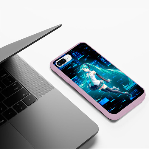 Чехол для iPhone 7Plus/8 Plus матовый Miku в матрице, цвет розовый - фото 5