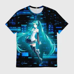 Мужская футболка 3D Miku в матрице