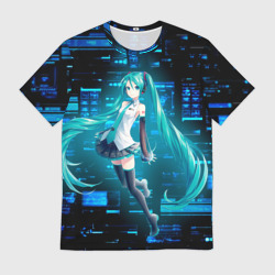 Мужская футболка 3D Miku в матрице