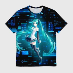 Мужская футболка 3D Miku в матрице