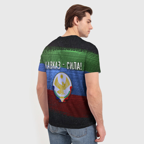 Мужская футболка 3D с принтом Дагестан - Кавказ Сила, вид сзади #2