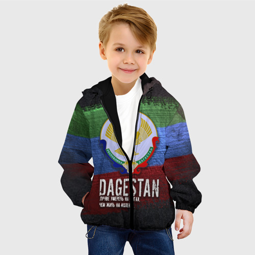Детская куртка 3D с принтом Дагестан - Кавказ Сила, фото на моделе #1
